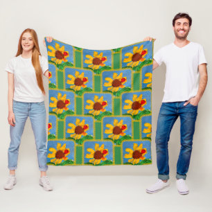 Sonnenblume "Kunst von Kindern" Fleecedecke