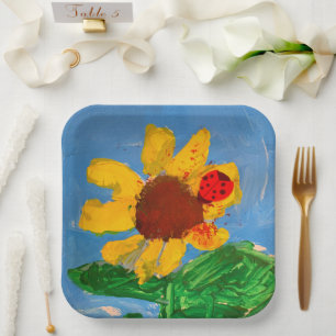 Sonnenblume "Kunst von Kindern" Pappteller