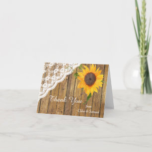 Sonnenblume Lace Wood Floral Hochzeit Vielen Dank Dankeskarte