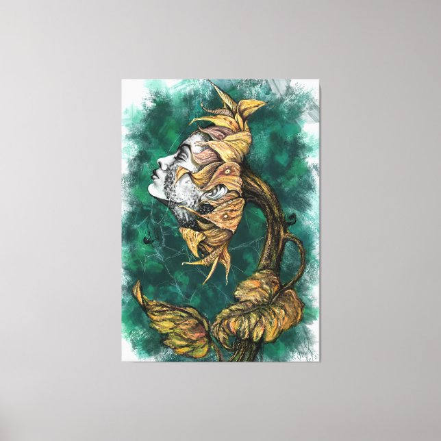 Sonnenblume Lady Surrealismus Canvas Print - Maler Leinwanddruck (Vorderseite)