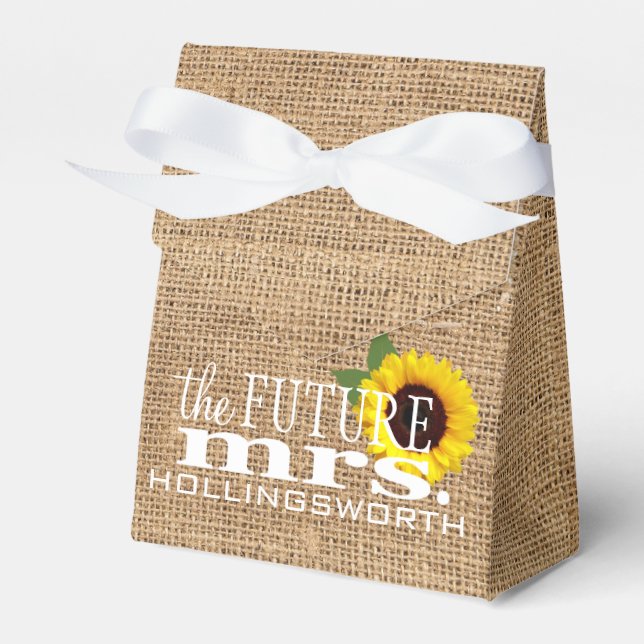 Sonnenblume Land Burlap Favor | BRAUTPARTY Geschenkschachtel (Vorderseite)