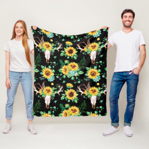 Sonnenblume-Land im Schwarzen Fleecedecke