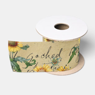 Sonnenblume Land Rustikale Vintage Handschrift Satinband