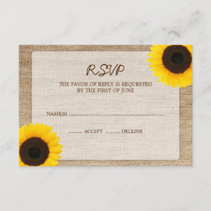 Sonnenblume-Leinwand-Hochzeit UAWG Wartekarte RSVP Karte