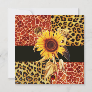 SONNENBLUME, LEOPARD UND GIRAFFENFELL, ROTER RUBIN EINLADUNG