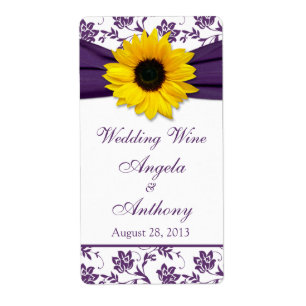 Sonnenblume Lila Damask Hochzeitweilige Weinflasch