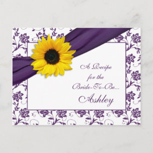 Sonnenblume Lila Damask Rezept Karte für die Bride