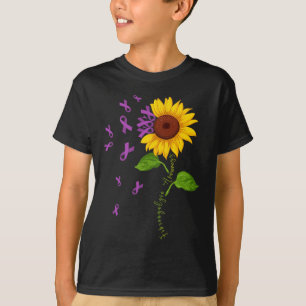 Sonnenblume Lila Ribbon Fibromyalgie Bewusstsein M T-Shirt