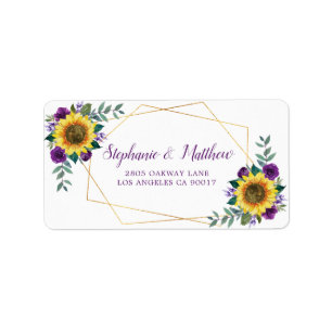Sonnenblume Lila Rose Geometrische Goldadresse Adressaufkleber