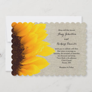 Sonnenblume Linen Rustikale Hochzeit Einladung