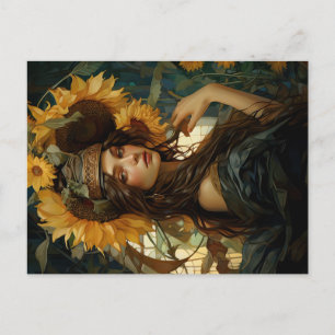Sonnenblume Maiden Deluxe Style Postkarte