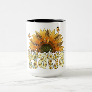 Sonnenblume MAMA Lettering mit Schmetterlingen Tasse