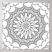 Sonnenblume Mandala Coloring Poster