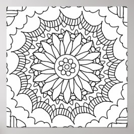 Sonnenblume Mandala Coloring Poster