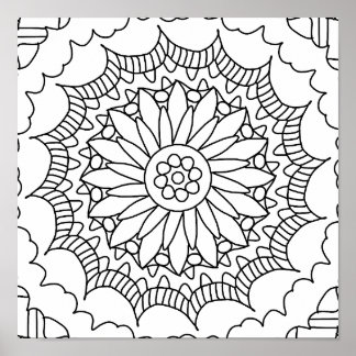 Sonnenblume Mandala Coloring Poster