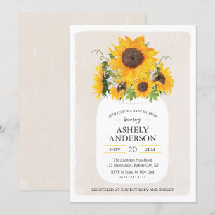 Sonnenblume Mason Jar Baby Dusche Einladung