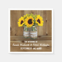 Sonnenblume Mason Jar Burlap + Lace Wedkins Napkin Serviette