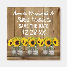 Sonnenblume Mason Jar Burlap und Spitze Save the D Magnet