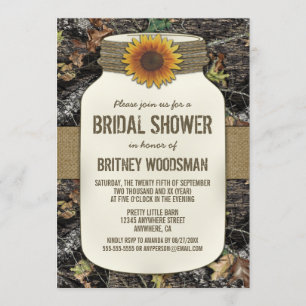 Sonnenblume Mason Jar Camouflage Bridal Dusche Ein Einladung