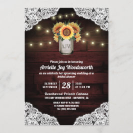 Sonnenblume Mason Jar Wood Bridal Dusche Einladung