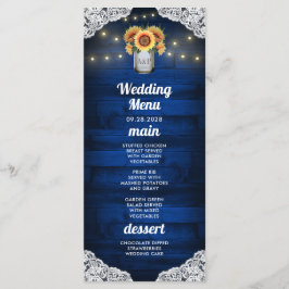 Sonnenblume Mason Jar Wood Lace Wedding Menu Cards Menükarte