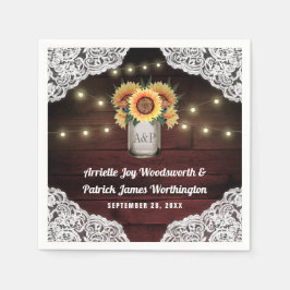 Sonnenblume Mason Jar Wood Lace Wedding Napkins Serviette