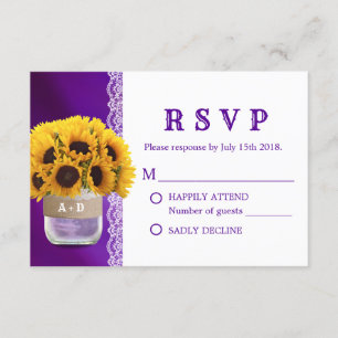 Sonnenblume-Maurer-Glas-lila Hochzeit UAWG RSVP Karte