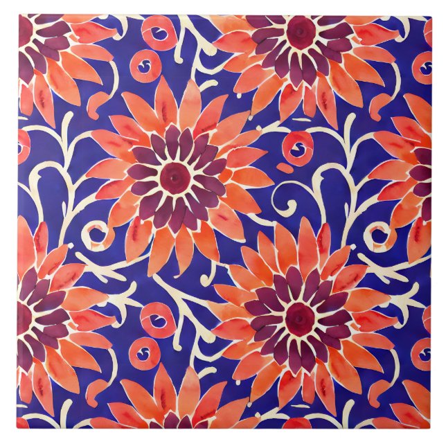 Sonnenblume Mediterran Fliese (Vorderseite)
