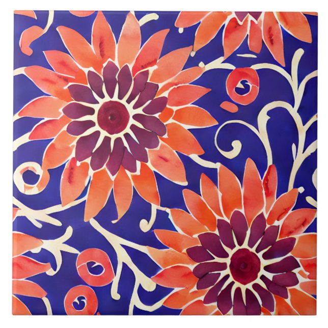 Sonnenblume Mediterran Fliese (Vorderseite)
