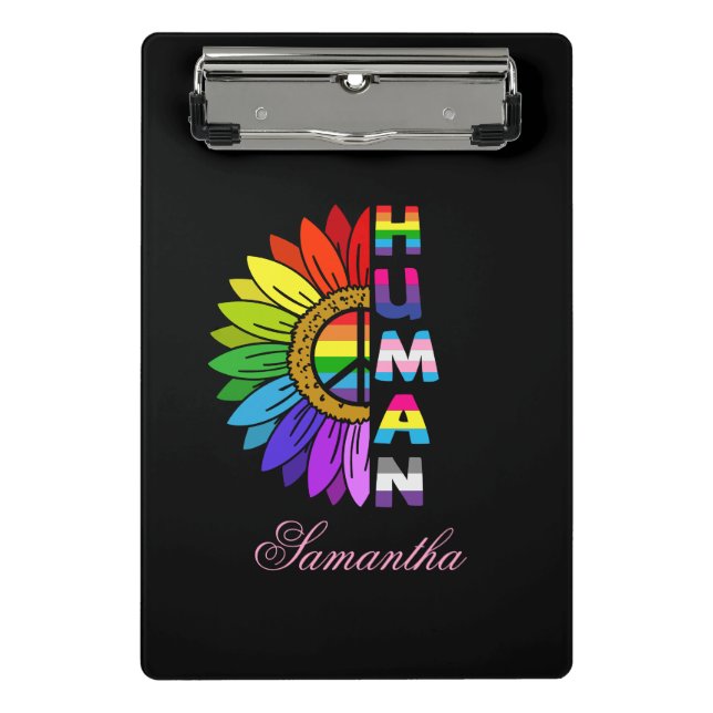 Sonnenblume Mensch in Regenbogenfarbe | LGBTQ | St Mini Klemmbrett (Vorderseite)