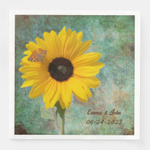Sonnenblume mit Butterfly Hochzeitessen Serviette