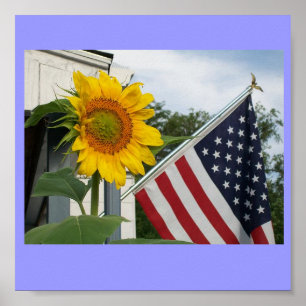 Sonnenblume mit Flaggen-Plakat Poster
