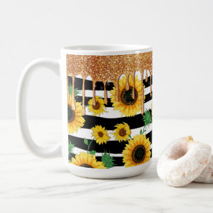 Sonnenblume mit goldenem Glitter Kaffeetasse