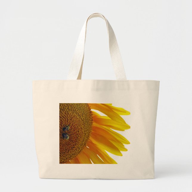 Sonnenblume mit Hummeln Jumbo Stoffbeutel (Vorne)