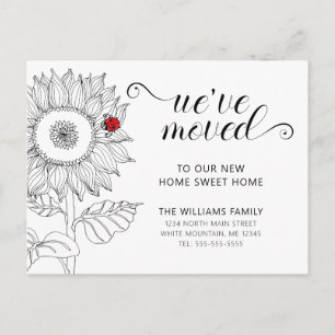 Sonnenblume mit Ladybug Moving Ankündigungspostkarte