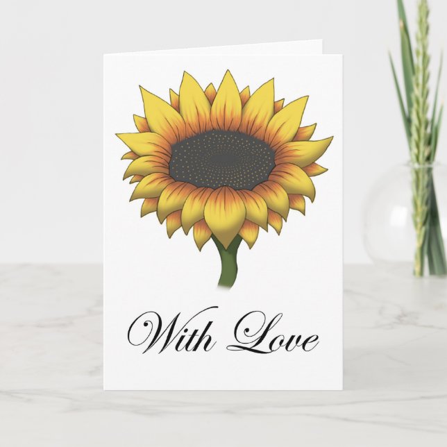 Sonnenblume (mit Liebe) Grußkarte Karte (Vorderseite)
