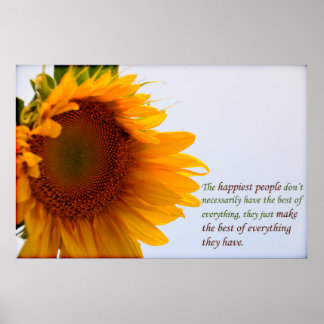 Sonnenblume mit Meldung Poster