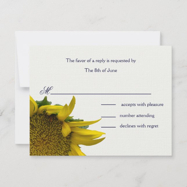 Sonnenblume mit Punktkarten RSVP Karte (Vorderseite)