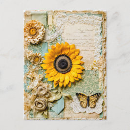 Sonnenblume mit Schmetterling Feiertagspostkarte