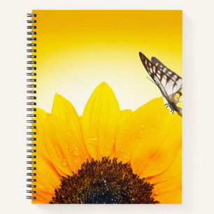 Sonnenblume mit Schmetterling SpiralNotebook Notizbuch