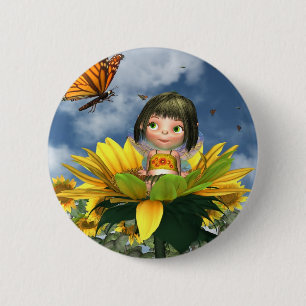 Sonnenblume mit Sommeruntergrund Button