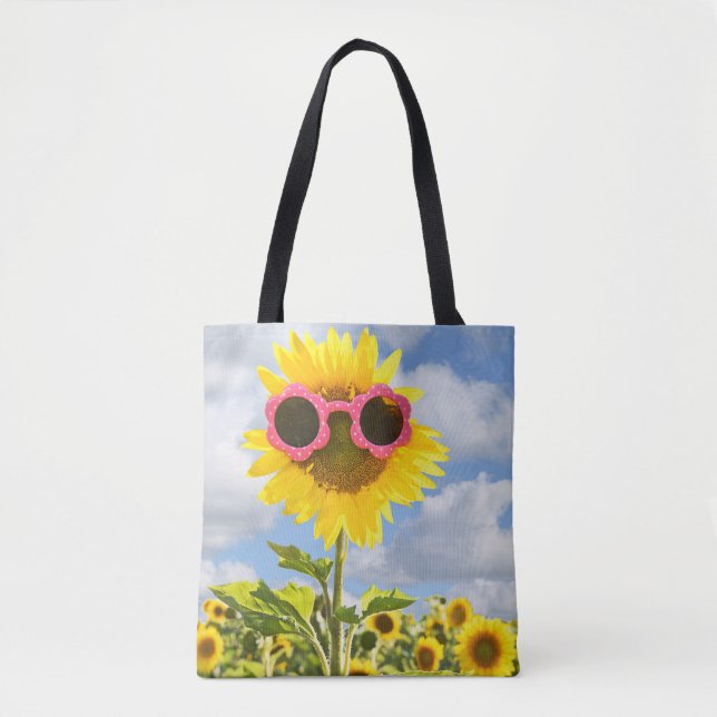 Sonnenblume mit Sonnenbrille Tasche (Vorderseite)