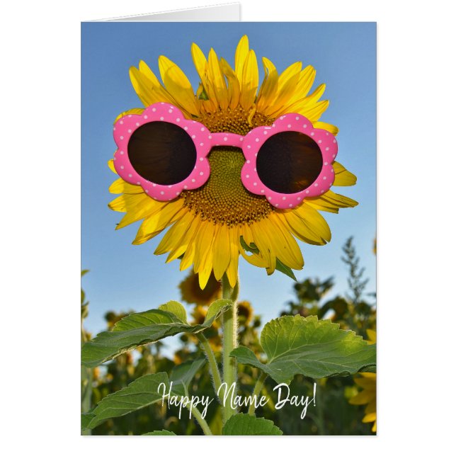 Sonnenblume mit Sonnenbrille zum Namenstag (Vorne)