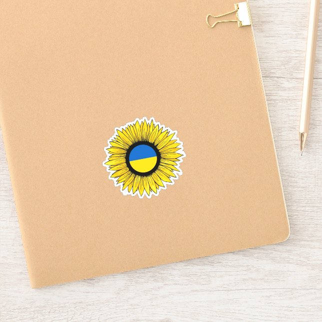 Sonnenblume mit ukrainischer Flagge Aufkleber (Notizbuch)