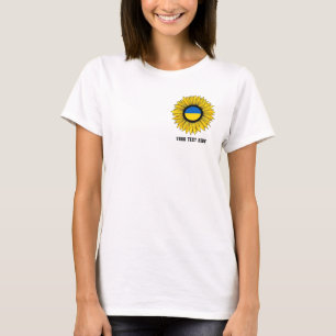 Sonnenblume mit ukrainischer Flagge. Eigener Text T-Shirt