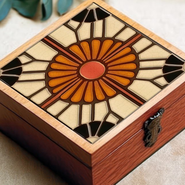 Sonnenblume Mitte des Jahrhunderts Symmetrische Ku Fliese (Von Creator hochgeladen)