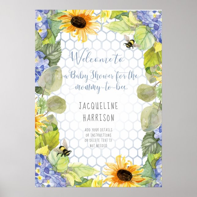 Sonnenblume Mommy to Bee Bumblebee Blue Hydrangea Poster (Vorne)