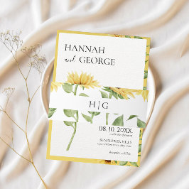 Sonnenblume Monogram Moderne Barnhochzeit Einladungsbanderole