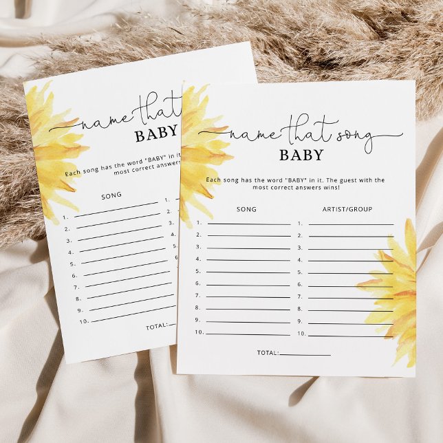 Sonnenblume Name dieses Lied Baby Dusche Spiel (Von Creator hochgeladen)