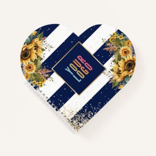 Sonnenblume Navy Blau Gold Geschäftslogo Werbearti Notizbuch